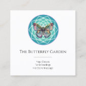 Carte De Visite Carré Papillon Pourpre Indigo Mystique Mandala Turquoise (Devant)