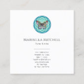 Carte De Visite Carré Papillon Pourpre Indigo Mystique Mandala Turquoise (Dos)