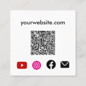Carte De Visite Carré Papillons roses Social Media QR Code (Dos)