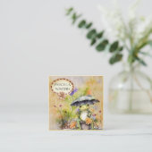 Carte De Visite Carré Parapluie de grenouille Aquarelle mignonne (Debout devant)