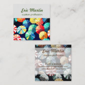 Carte De Visite Carré Parapluies colorés (Devant / Derrière)