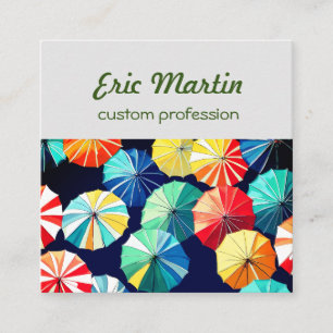 Carte De Visite Carré Parapluies colorés