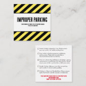 Carte De Visite Carré Parking Incorrectly Complaint Card, Funny Bad Park (Devant / Derrière)