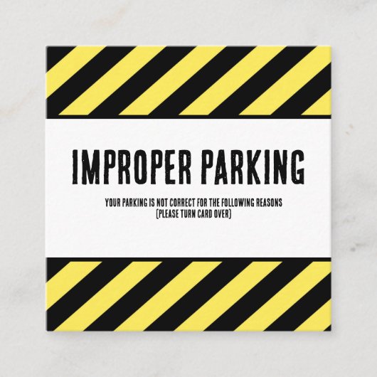 Carte De Visite Carré Parking Incorrectly Complaint Card, Funny Bad Park (Devant)