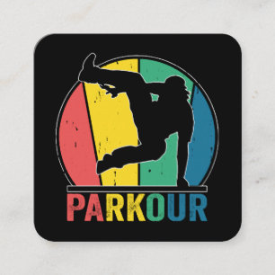 Carte De Visite Carré Parkour Free Running Training Traceur Retro