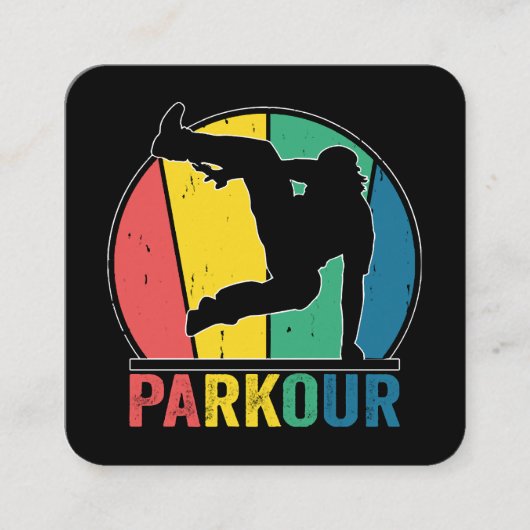 Carte De Visite Carré Parkour Free Running Training Traceur Retro