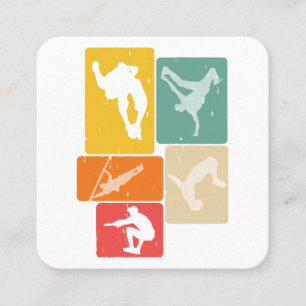 Carte De Visite Carré Parkour Freerunner Traceur Retro Freerunning
