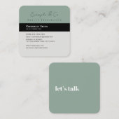 Carte De Visite Carré Parlons, vert contemporain (Devant / Derrière)