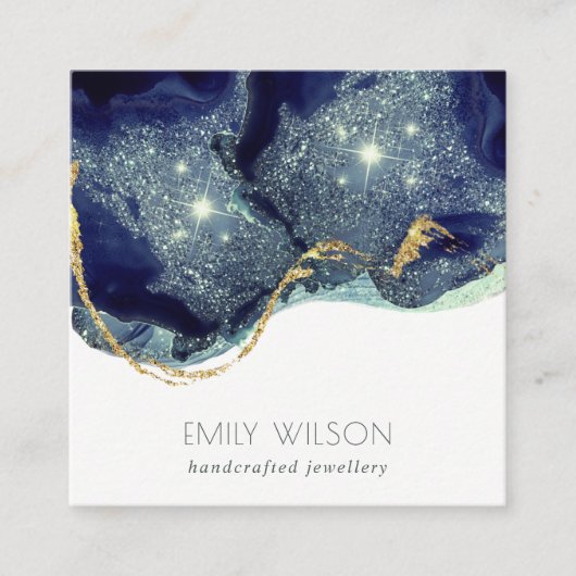 Carte De Visite Carré Parties scintillant Abstraite en encre d'alcool Si (Devant)