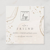 Carte De Visite Carré Parties scintillant Abstraite Ivoire Or Référer Un (Devant)