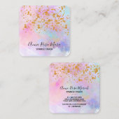 Carte De Visite Carré *~* Parties scintillant Abstraite Rainbow Gold Spa (Devant / Derrière)