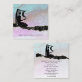 Carte De Visite Carré *~* Parties scintillant arc-en-ciel. Méditation de (Devant / Derrière)