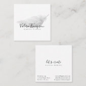 Carte De Visite Carré Parties scintillant argent pastel gris plume moder (Devant / Derrière)