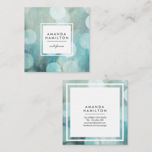 Carte De Visite Carré Parties scintillant Bokeh bleu pâle moderne Mode e (Devant / Derrière)