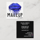 Carte De Visite Carré Parties scintillant brillante bleu étincelant Lèvr (Devant / Derrière)