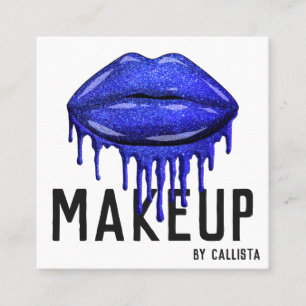 Carte De Visite Carré Parties scintillant brillante bleu étincelant Lèvr