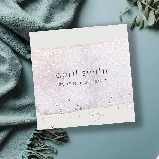 Carte De Visite Carré Parties scintillant d'aquarelle Abstraite de bross