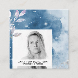 Carte De Visite Carré *~* Parties scintillant d'argent PHOTO de l'actric