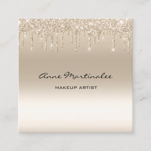 Carte De Visite Carré Parties scintillant de Champagne de maquillage Déc (Devant)