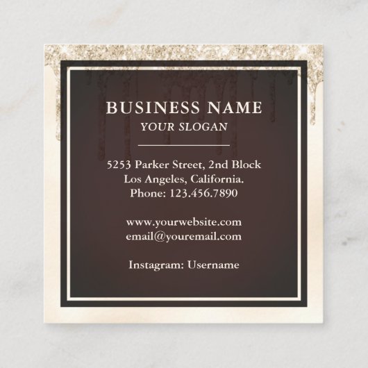 Carte De Visite Carré Parties scintillant de crème Chocolat Drives Glace (Dos)