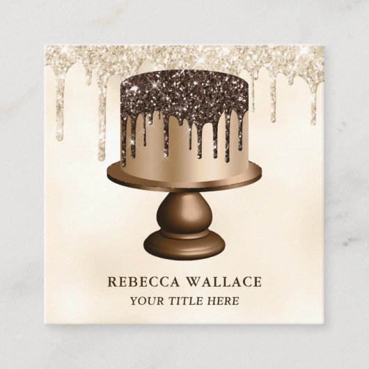 Carte De Visite Carré Parties scintillant de crème Chocolat Drives Glace (Devant)