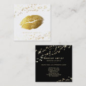 Carte De Visite Carré *~* Parties scintillant de maquillage Gold Lips Go (Devant / Derrière)