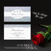 Carte De Visite Carré Parties scintillant de perles bleu clair Étoiles b