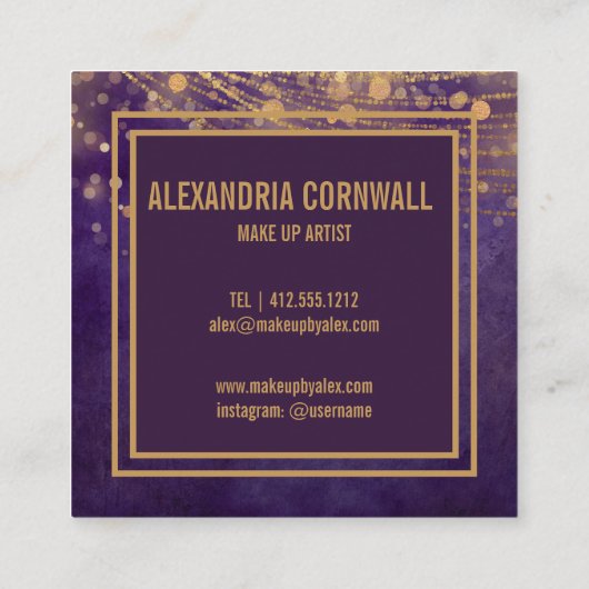 Carte De Visite Carré Parties scintillant de script signature en gras de (Dos)