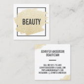 Carte De Visite Carré Parties scintillant d'or chic brosse noir blanc be (Devant / Derrière)