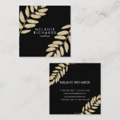 Carte De Visite Carré Parties scintillant d'or chic moderne feuille maqu (Devant / Derrière)