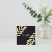 Carte De Visite Carré Parties scintillant d'or chic moderne feuille maqu (Debout devant)