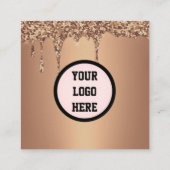 Carte De Visite Carré Parties scintillant d'or de code QR professionnel (Dos)