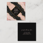 Carte De Visite Carré Parties scintillant d'or design moderne en marbre  (Devant / Derrière)