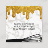 Carte De Visite Carré Parties scintillant d'or | Marbre blanc et Whisk (Dos)