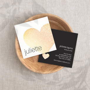 Carte De Visite Carré Parties scintillant d'or mignonne Coeur Beauté Sal