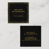 Carte De Visite Carré Parties scintillant d'or moderne élégant Noir (Devant / Derrière)