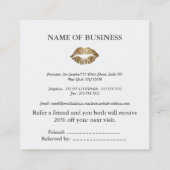 Carte De Visite Carré Parties scintillant d'or moderne lèvres recommande (Dos)