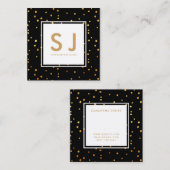 Carte De Visite Carré Parties scintillant d'or Pois Moderne (Devant / Derrière)