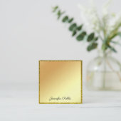 Carte De Visite Carré Parties scintillant d'or Script manuscrit moderne  (Debout devant)