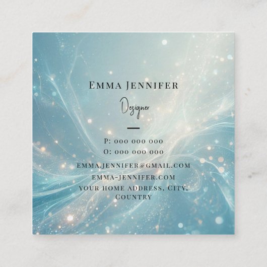 Carte De Visite Carré parties scintillant douce bleue subtile arrière -  (Dos)