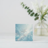 Carte De Visite Carré parties scintillant douce bleue subtile arrière -  (Debout devant)