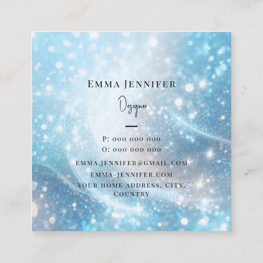 Carte De Visite Carré parties scintillant douce bleue subtile arrière -  (Dos)