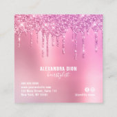 Carte De Visite Carré parties scintillant élégante rose rose or goutte l (Dos)