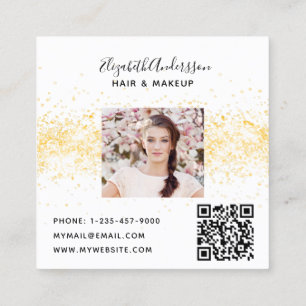 Carte De Visite Carré Parties scintillant en or blanc code qr