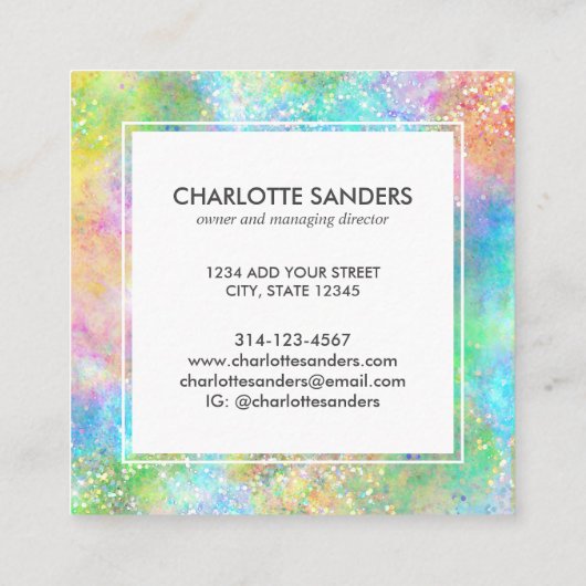 Carte De Visite Carré Parties scintillant en or holographique opale (Dos)