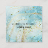 Carte De Visite Carré parties scintillant FAUX en marbre bleu (Devant)