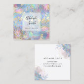 Carte De Visite Carré PARTIES SCINTILLANT FAUX sur l'aquarelle tropicale (Devant / Derrière)