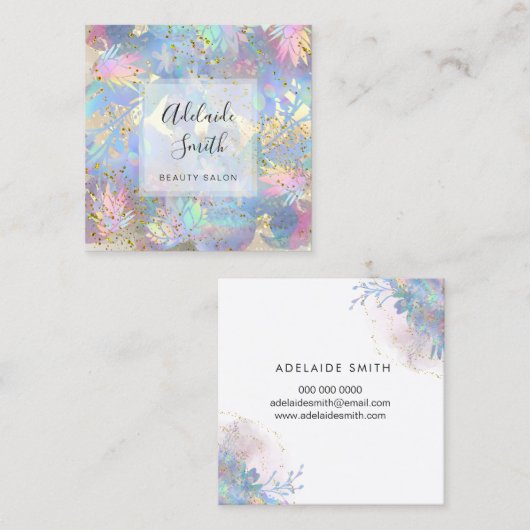 Carte De Visite Carré PARTIES SCINTILLANT FAUX sur l'aquarelle tropicale (Devant / Derrière)