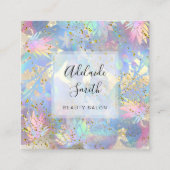 Carte De Visite Carré PARTIES SCINTILLANT FAUX sur l'aquarelle tropicale (Devant)