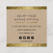 Carte de visite Carré Parties scintillant   Gold (Dos)